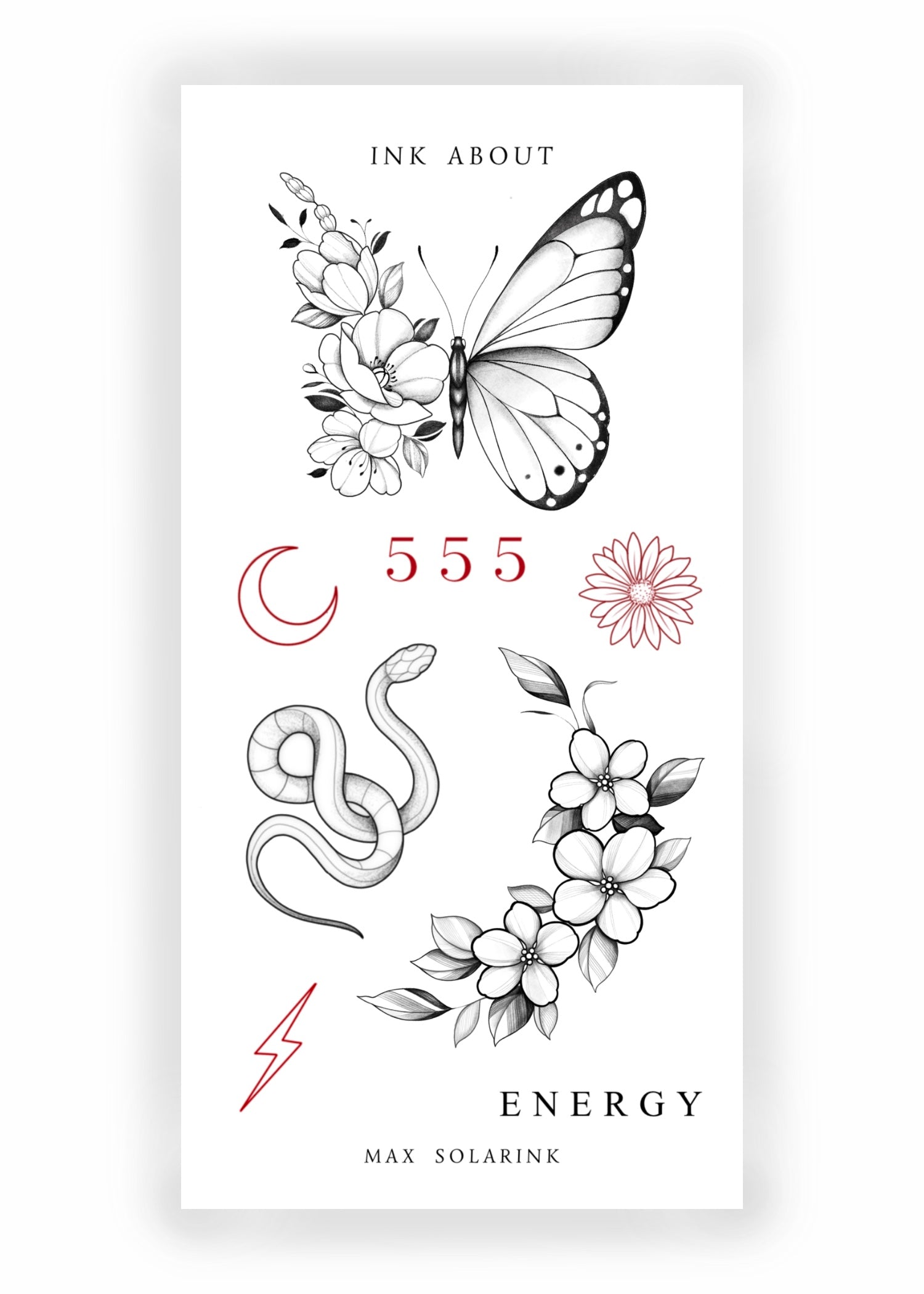 Floral Butterfly Set | Tattoo Sticker